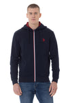 Felpa in cotone con cappuccio zip tricolor e logo U.S. Polo Assn.