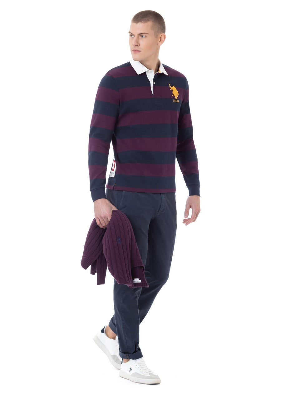 Polo in cotone a righe con logo U.S. Polo Assn.