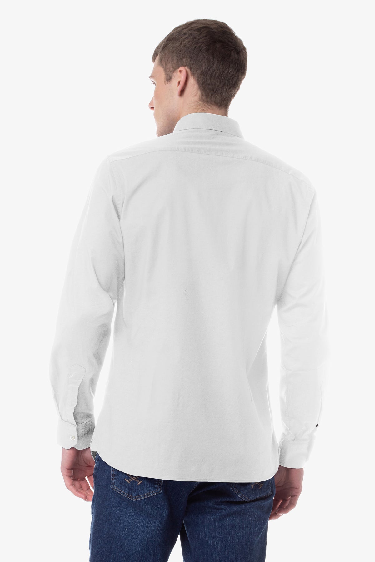 Camicia slim fit in stretch popeline con logo U.S. Polo Assn.