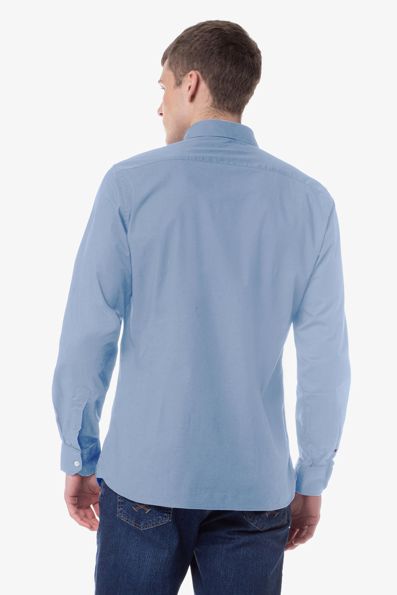 Camicia slim fit in stretch popeline con logo U.S. Polo Assn.
