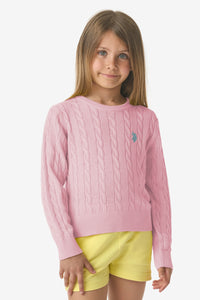 Maglia girocollo a trecce con logo
