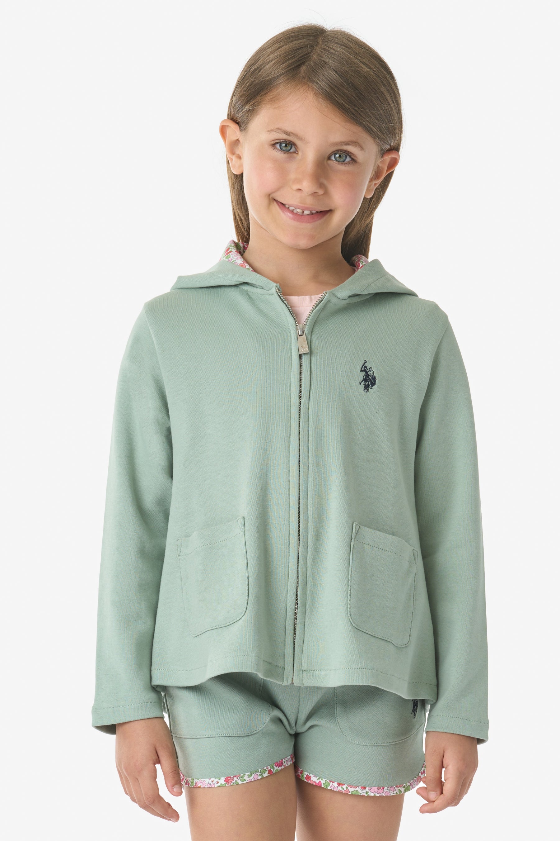 Felpa con cappuccio e chiusura zip frontale