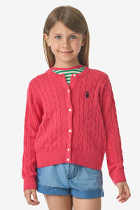 Cardigan a trecce con logo