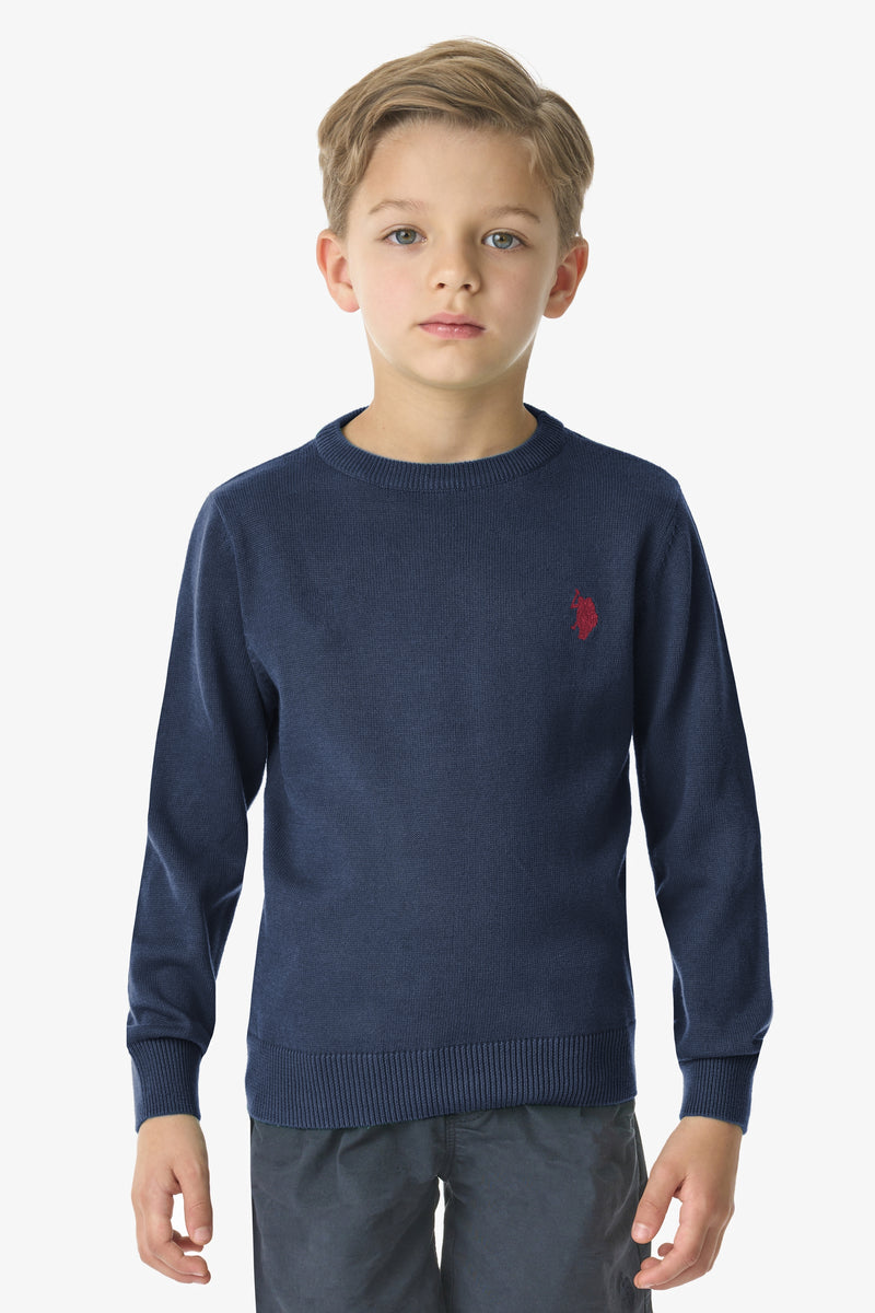 Maglia girocollo in cotone con logo