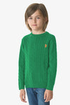Maglia girocollo in cotone a treccia con logo