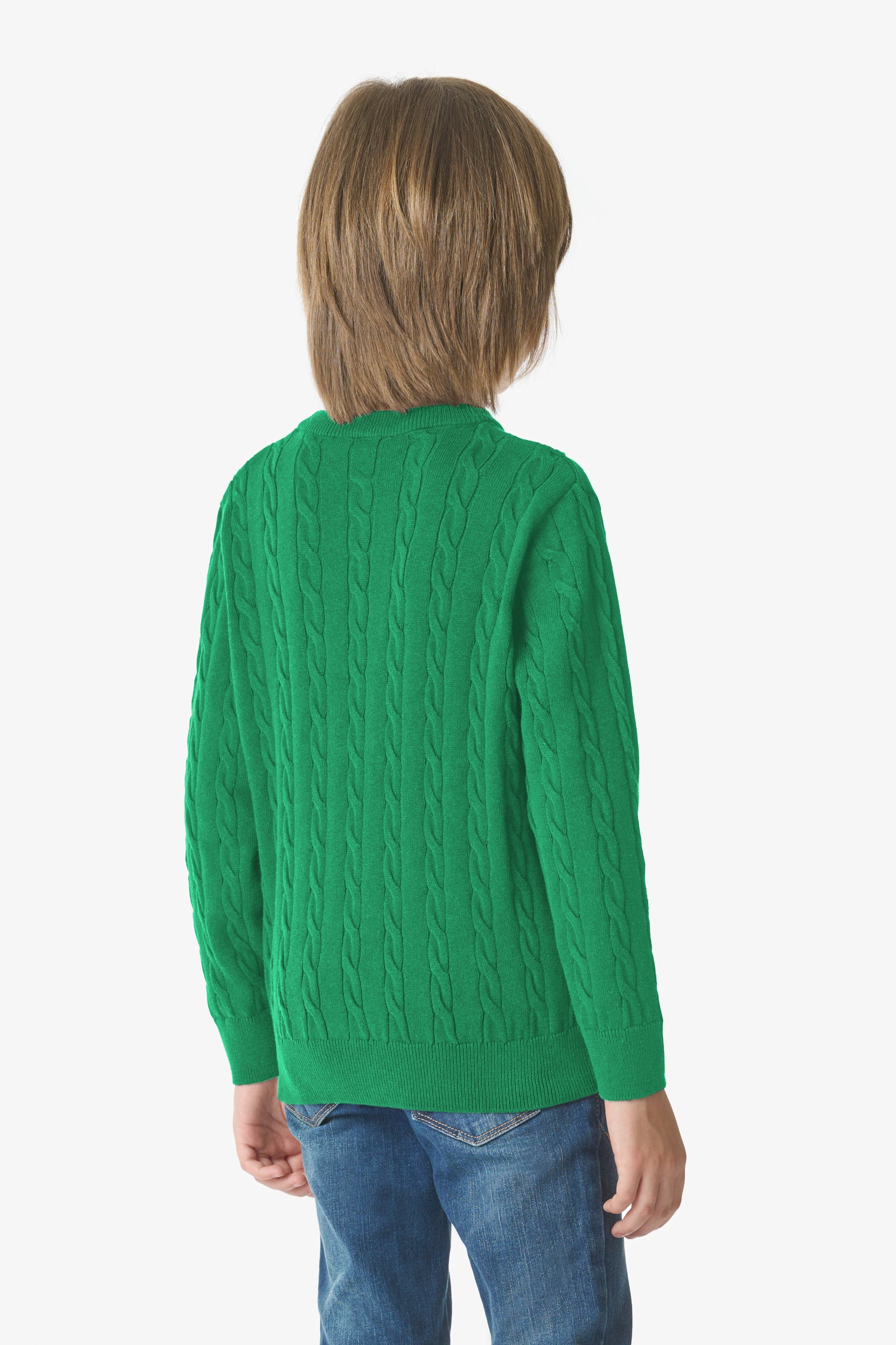 Maglia girocollo in cotone a treccia con logo