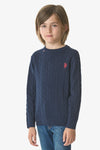 Maglia girocollo in cotone a treccia con logo