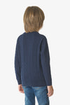 Maglia girocollo in cotone a treccia con logo