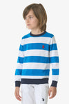 Maglia girocollo a righe con logo