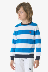 Maglia girocollo a righe con logo