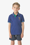 Polo in cotone piquet con logo big colorato