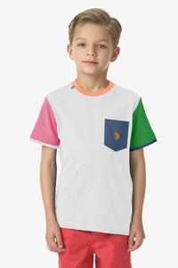 T-shirt in cotone jersey con taschino e patch del numero 3