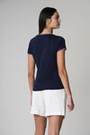 T-shirt in cotone light jersey colletto in contrasto