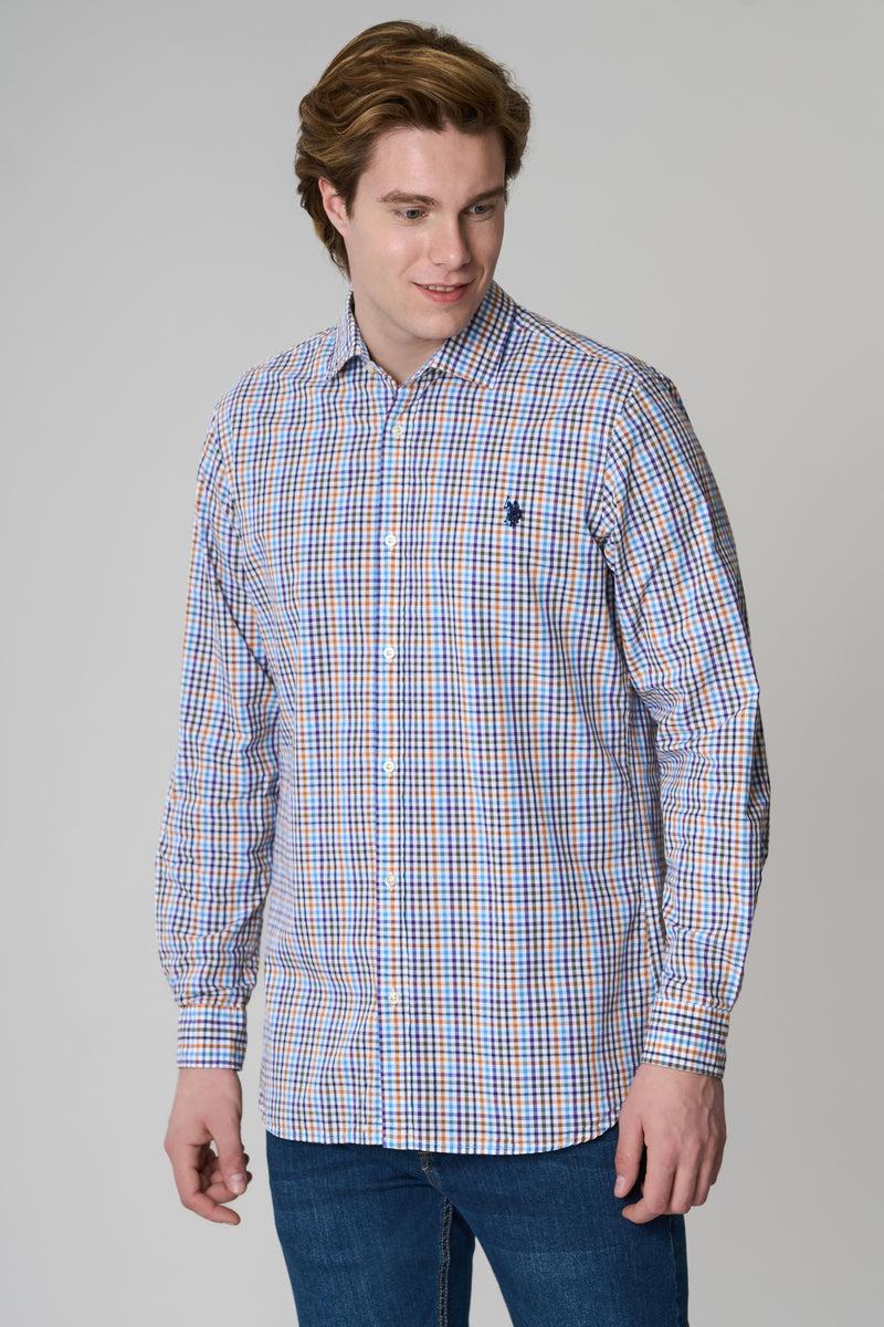 Camicia in cotone check con logo