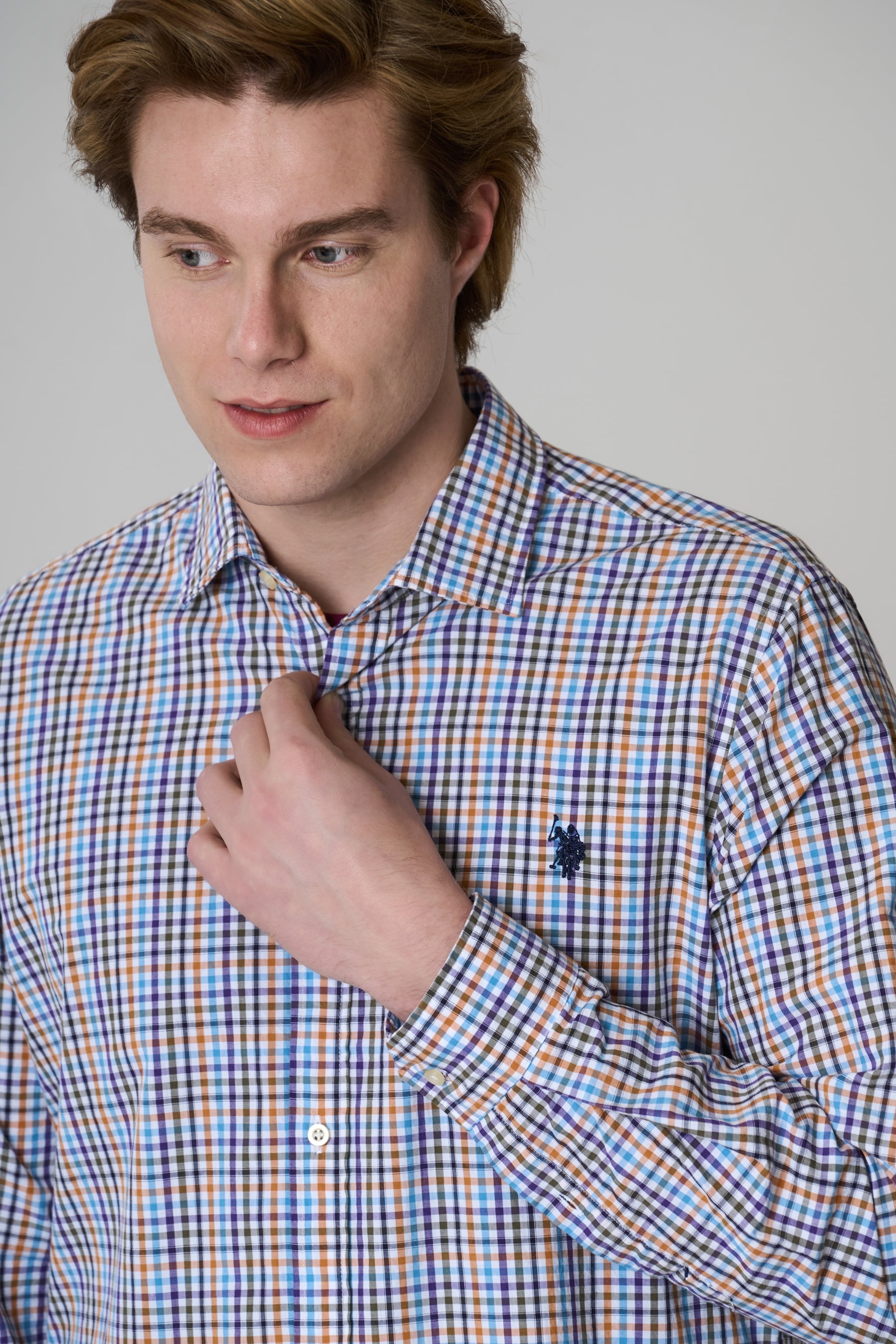 Camicia in cotone check con logo