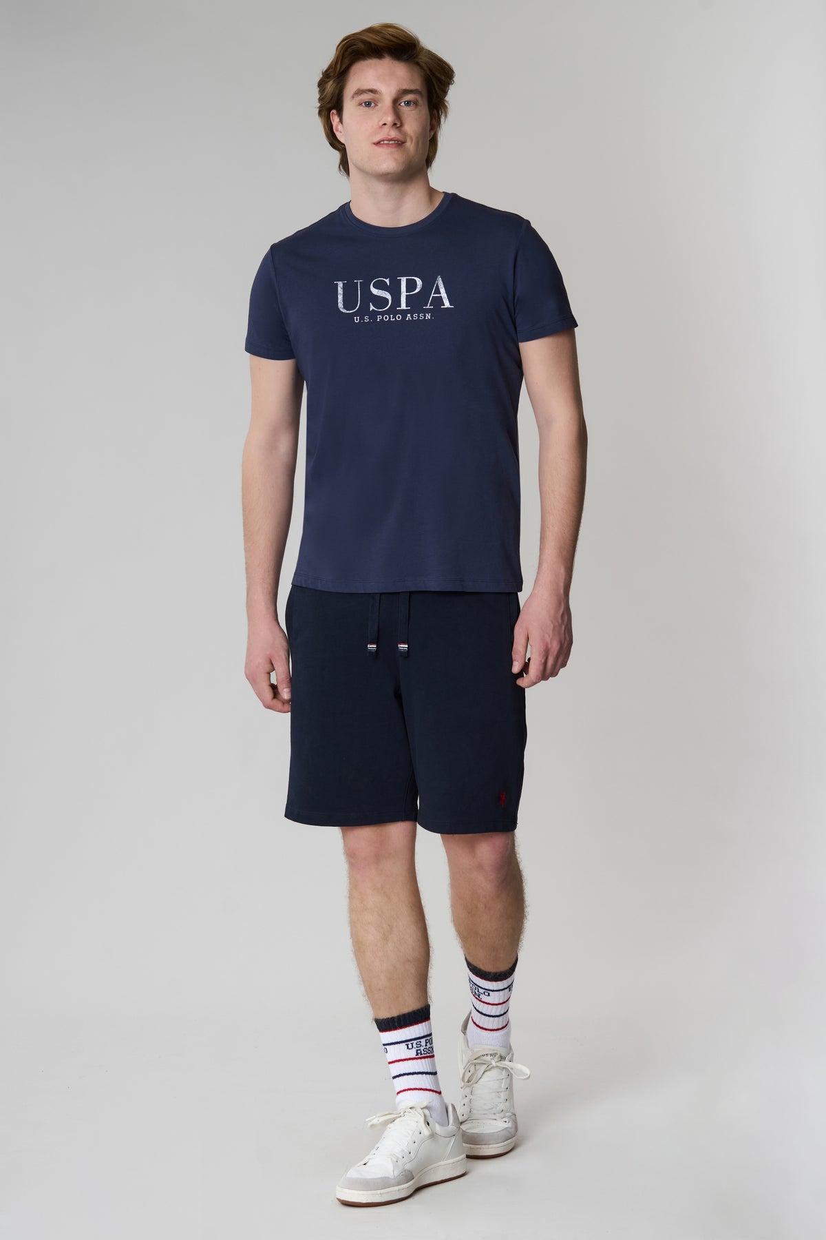 T-shirt girocollo in cotone light jersey con stampa USPA
