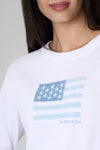 Maglia girocollo in cotone con bandiera americana