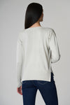 Maglia girocollo in cotone con spacchi laterali e logo