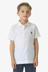 Polo a maniche corte in cotone e lino con logo