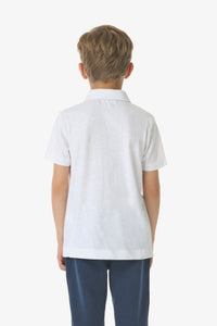 Polo a maniche corte in cotone e lino con logo