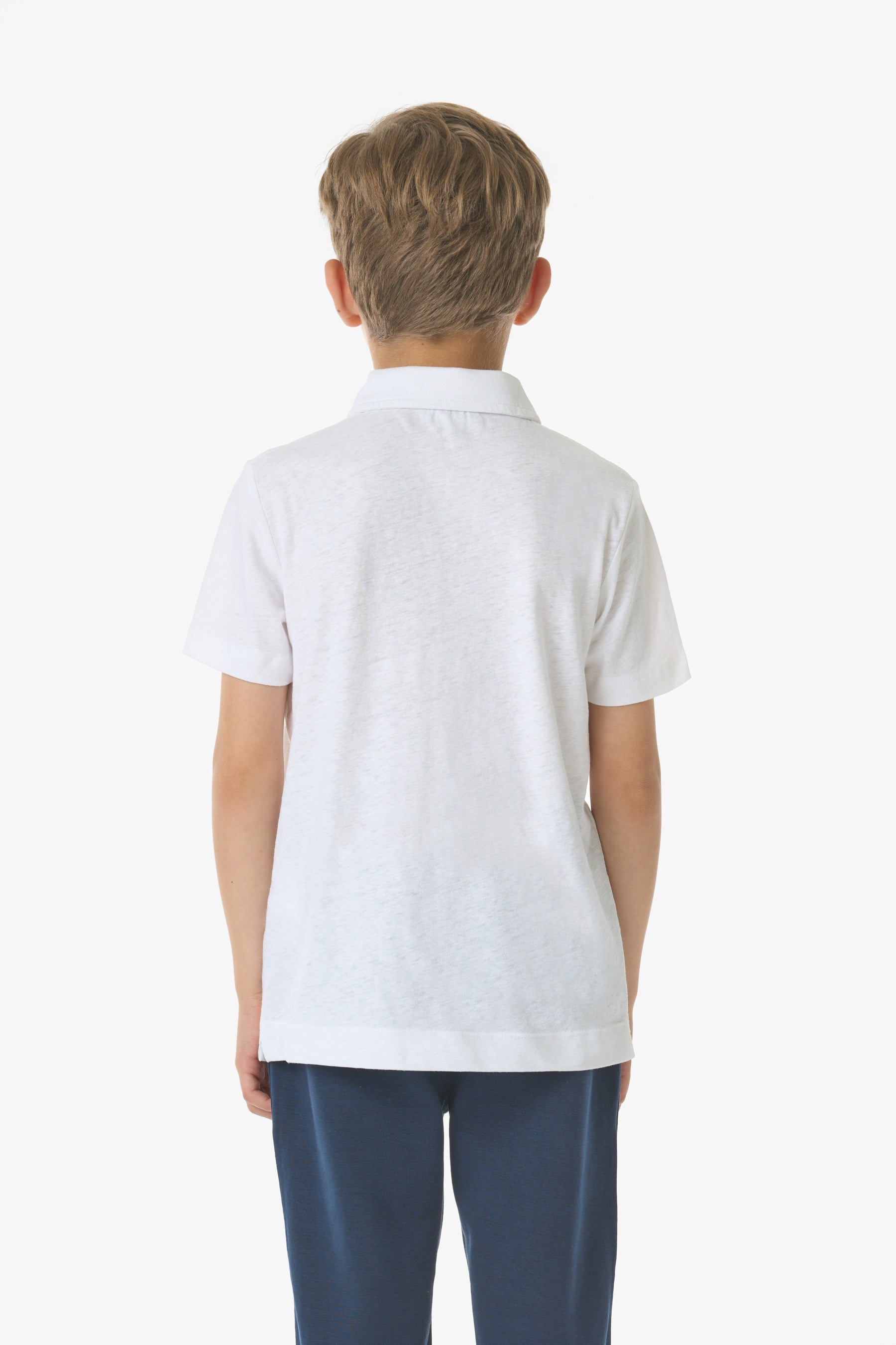 Polo a maniche corte in cotone e lino con logo