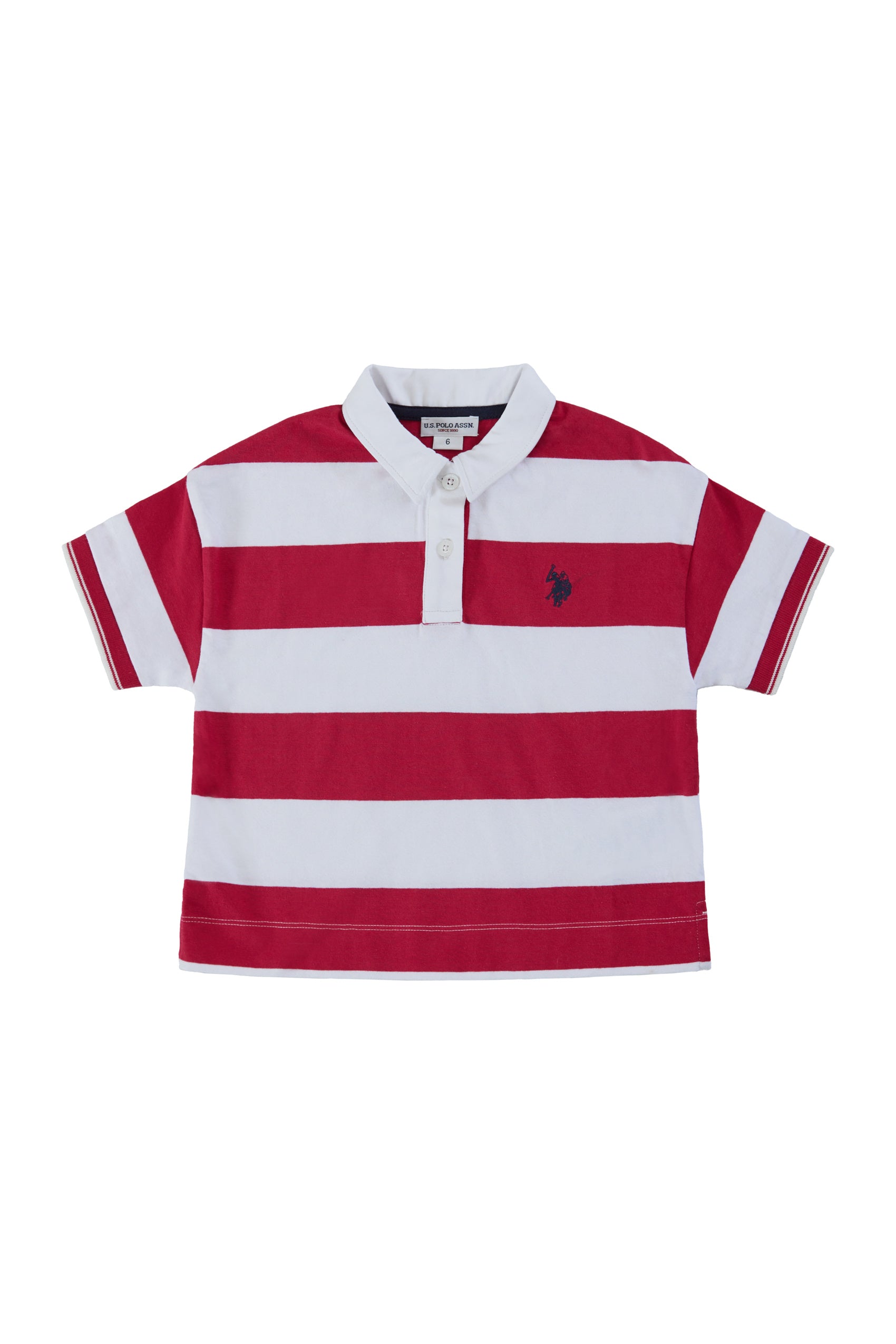 Polo a maniche corte a righe in cotone stretch.