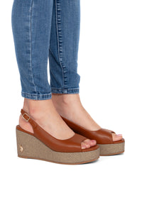 Sandalo da donna con cinturino e zeppa effetto intrecciato