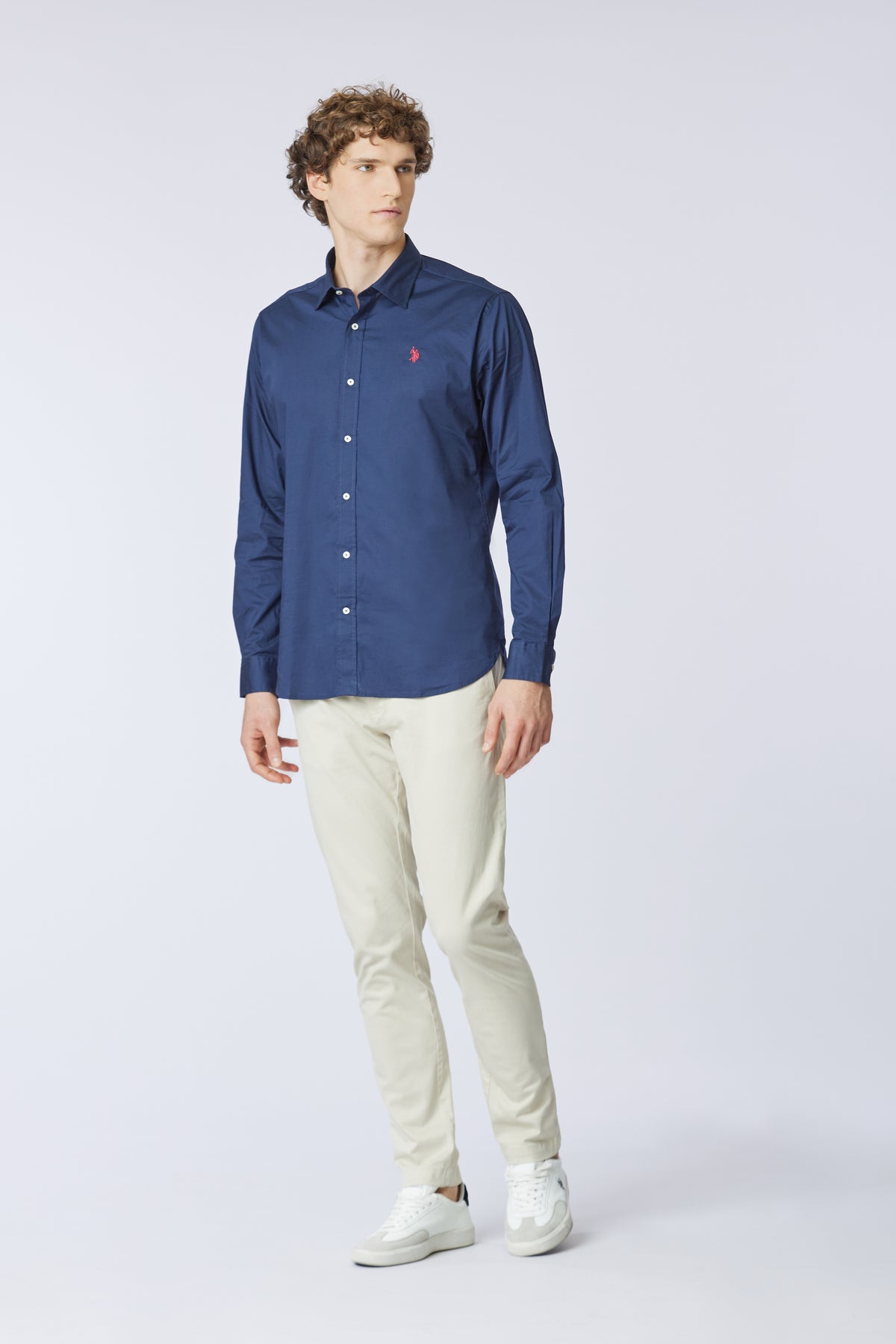 Camicia in cotone stretch popeline slim fit