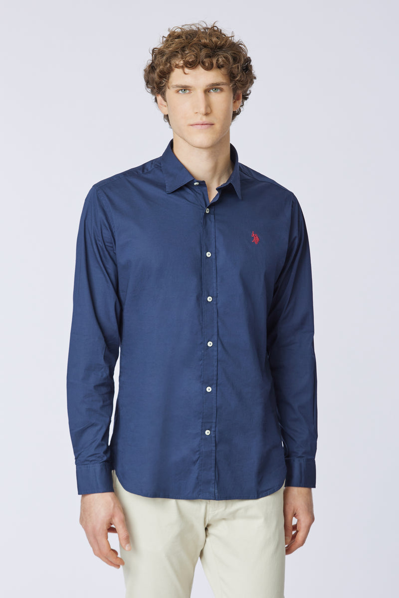 Camicia in cotone stretch popeline slim fit