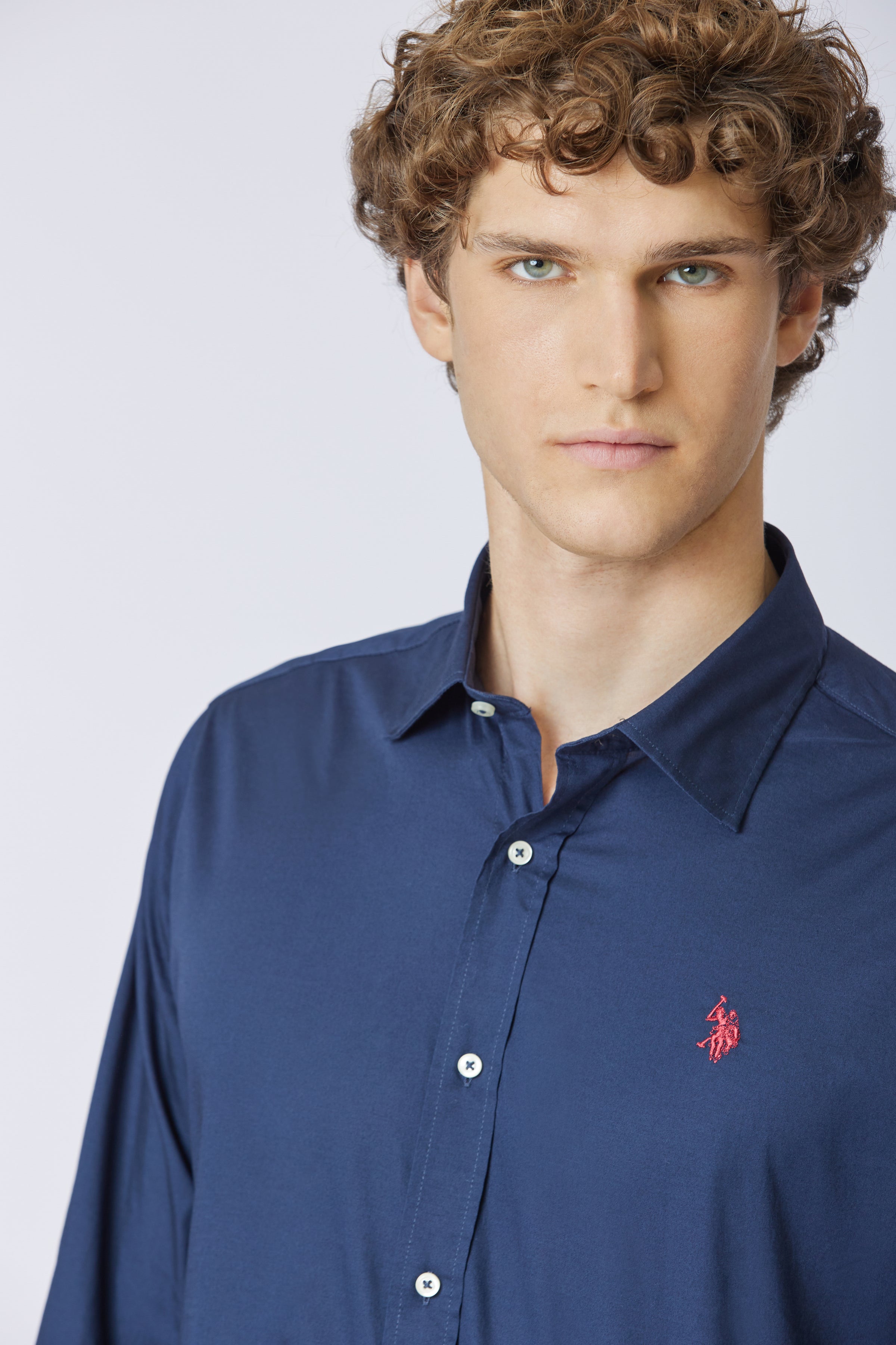 Camicia in cotone stretch popeline slim fit