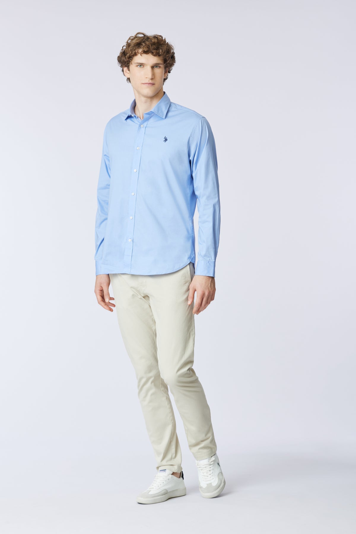 Camicia in cotone stretch popeline slim fit
