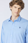 Camicia in cotone stretch popeline slim fit