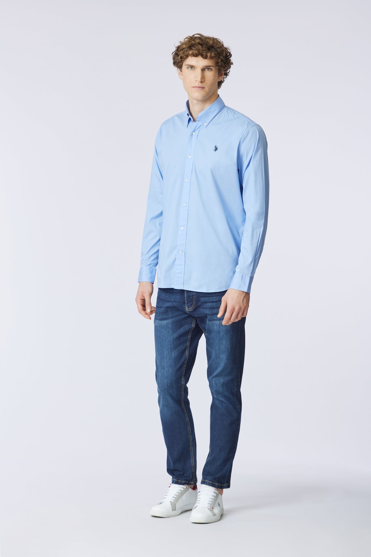 Camicia in cotone stretch popeline regular fit