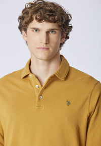 Polo a maniche lunghe heavy jersey tinto capo