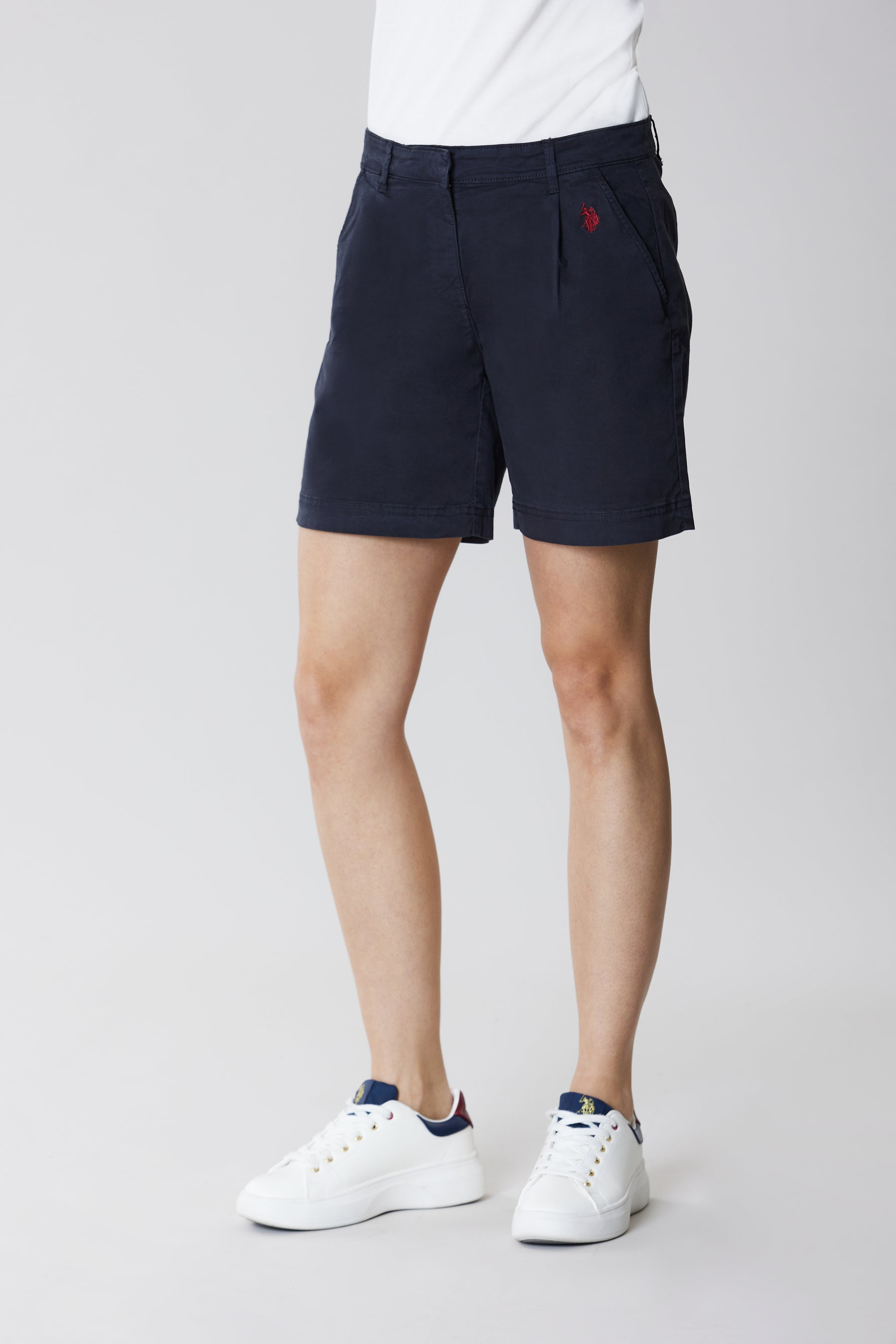 Shorts chino in cotone stretch con logo