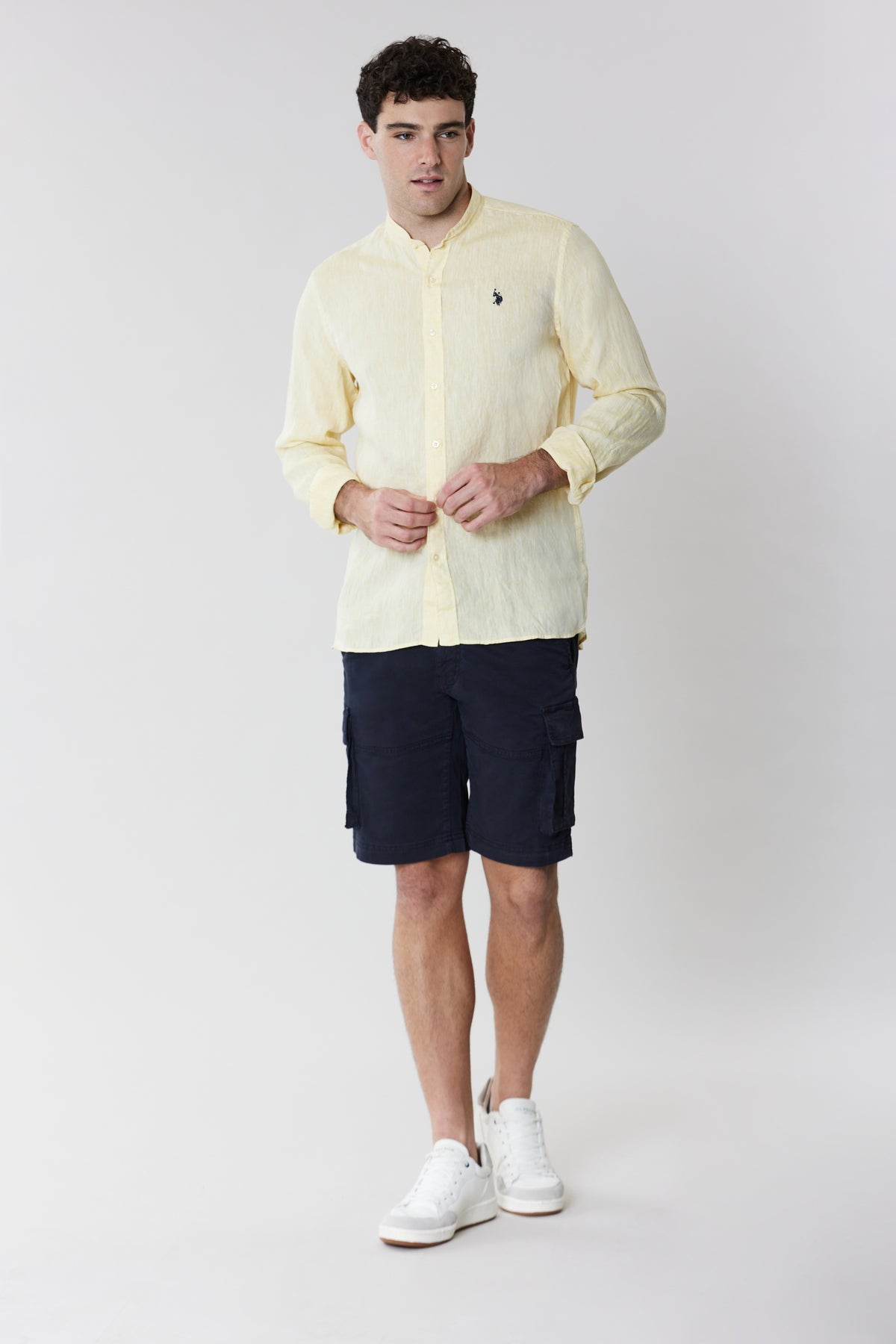 Camicia in lino colletto coreana