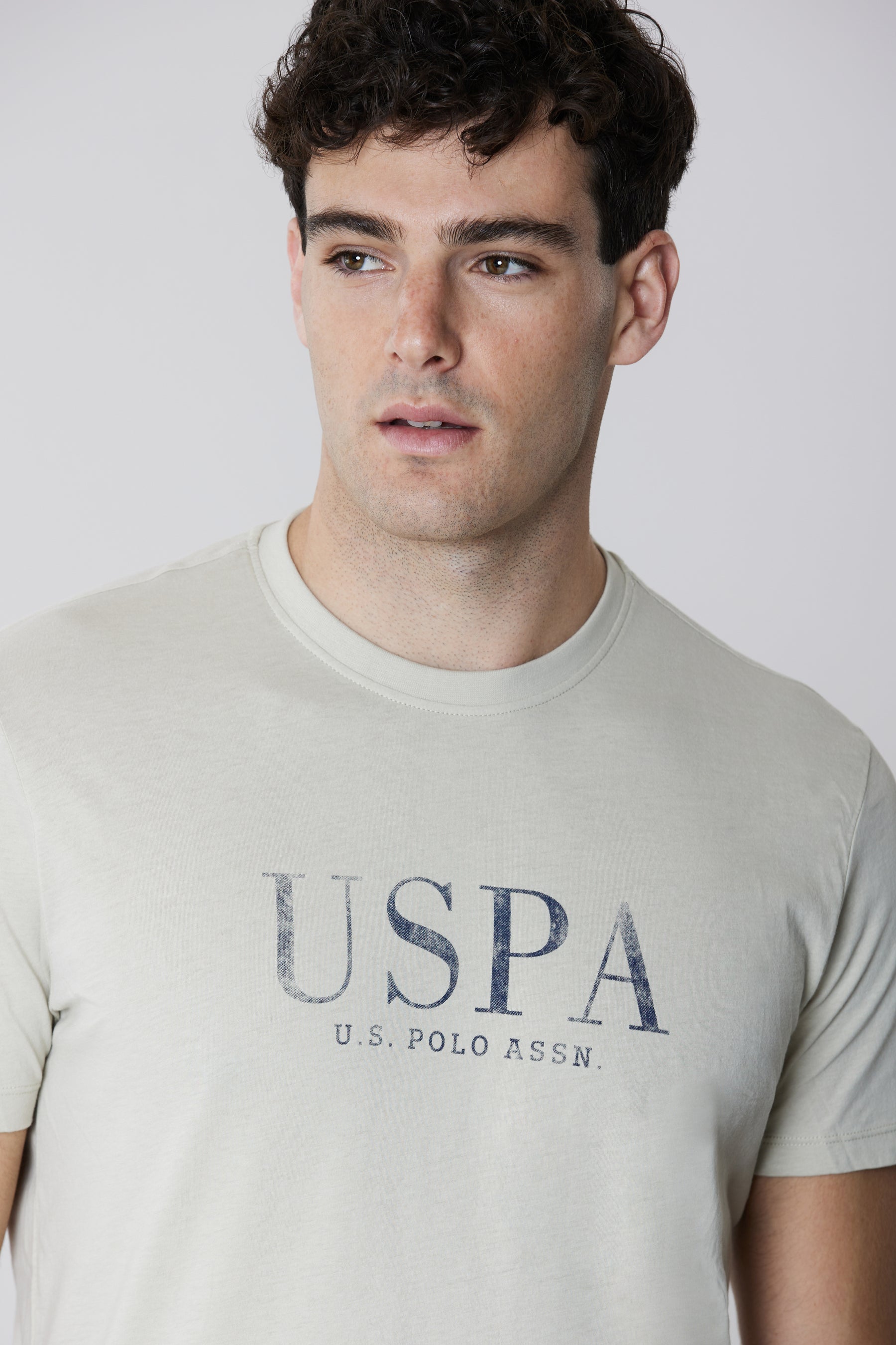 T-shirt girocollo in cotone light jersey con stampa USPA