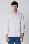 Camicia in lino slim fit con logo