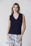 T-shirt senza maniche in cotone light jersey