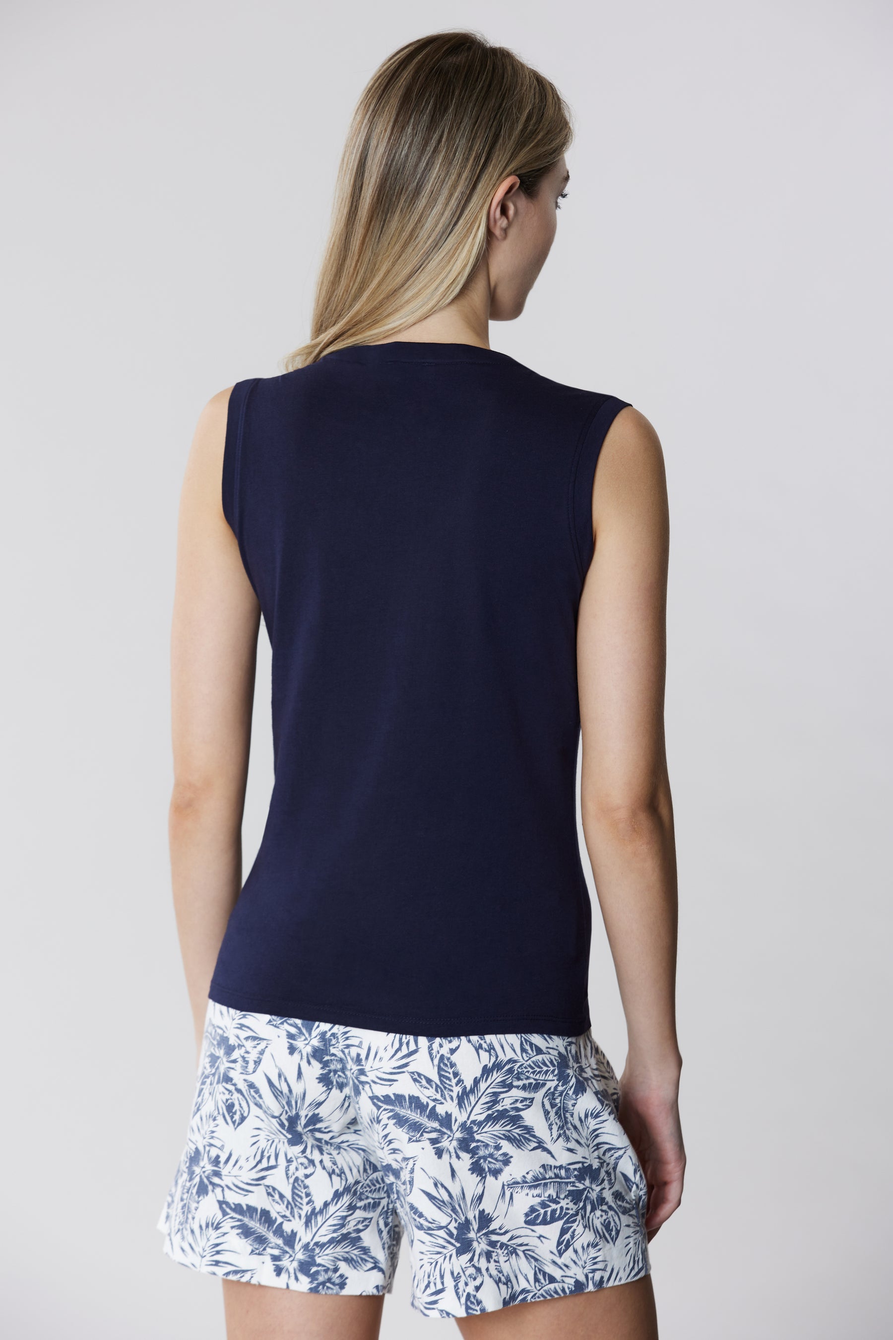 T-shirt senza maniche in cotone light jersey