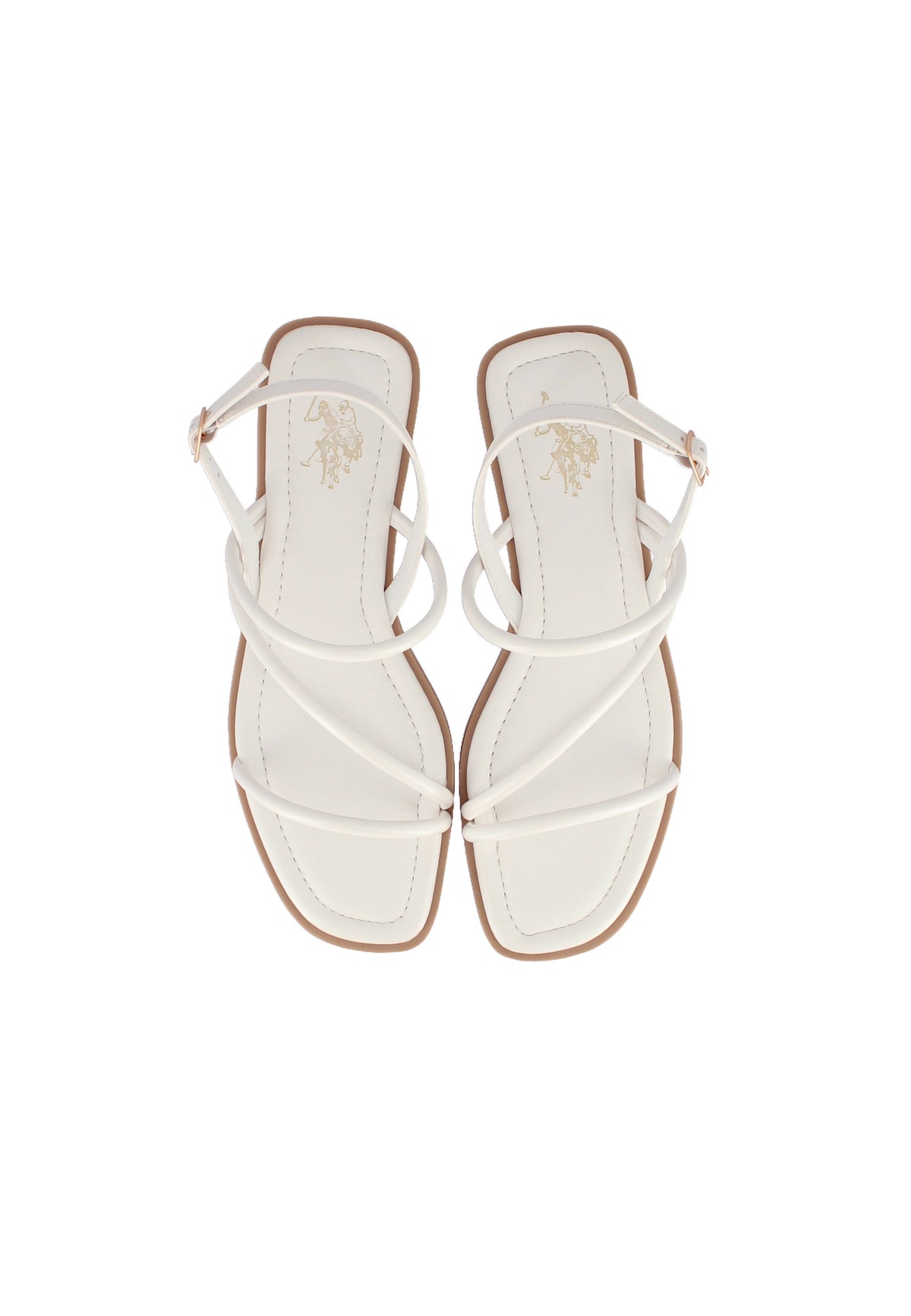 Sandalo basso da donna con fascette incrociate e cinturino alla caviglia