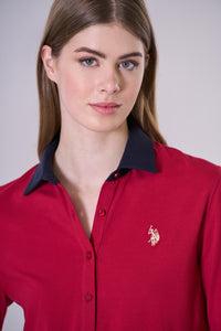 Polo a maniche lunghe con colletto a contrasto e logo U.S. Polo Assn.