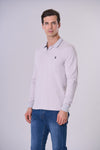 Polo a maniche lunghe in cotone jersey stretch con logo U.S. Polo Assn.