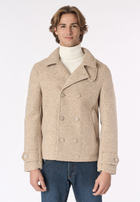 Cappotto doppiopetto con logo