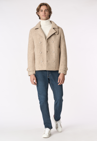 Cappotto doppiopetto con logo