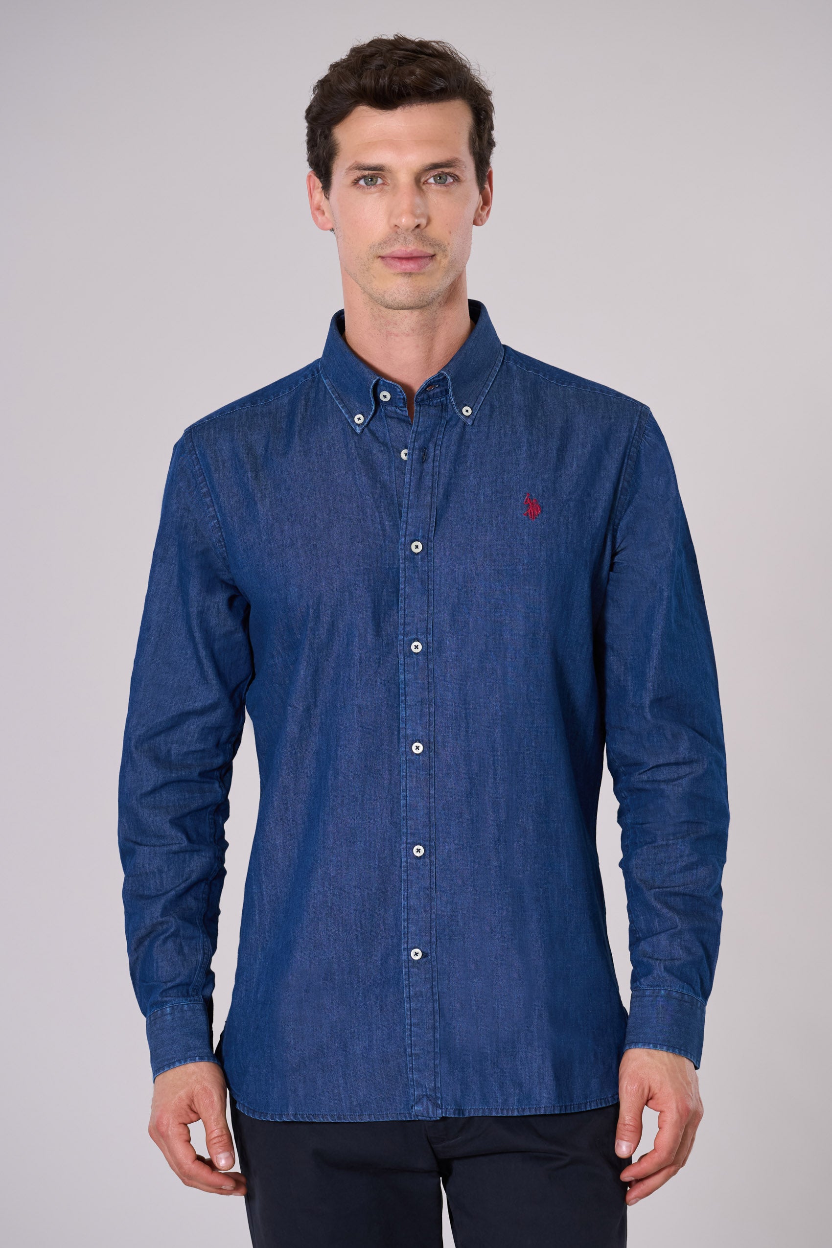 Camicia in denim twill con logo