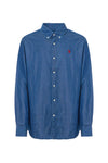 Camicia in cotone blue denim twill