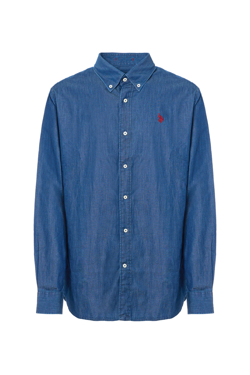 Camicia in cotone blue denim twill