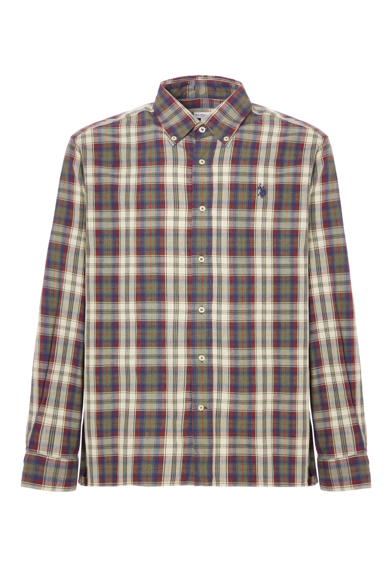Camicia in cotone indigo melange regular fit