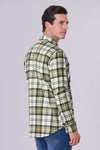 Camicia in cotone heavy melange a quadri